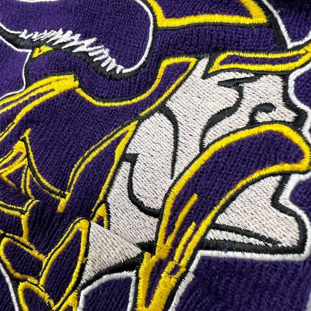 VTG NFL Minnesota Vikings Beanie Mens Embroidered Knit Hat Winter Game Day OSFM